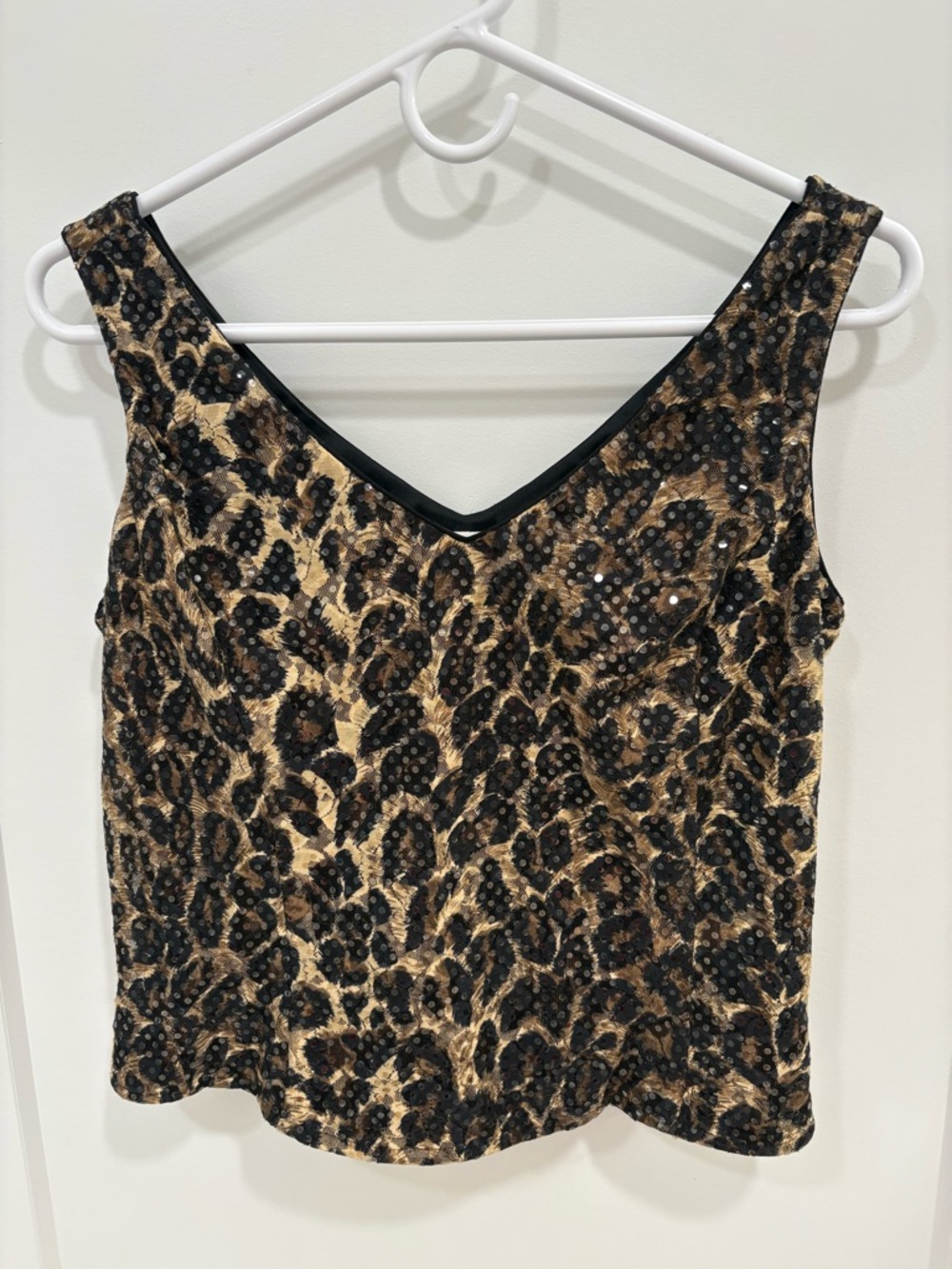 Vintage Y2K Cache Leopard Print Sequin Lace Top